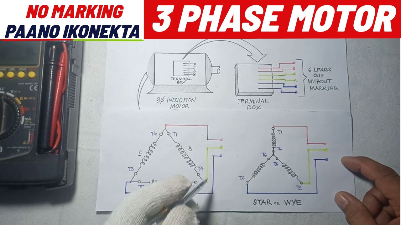 HOW TO CONNECT 6 LEADS OUT  3 PHASE MOTOR  WITHOUT MARKING - STAR/DELTA
