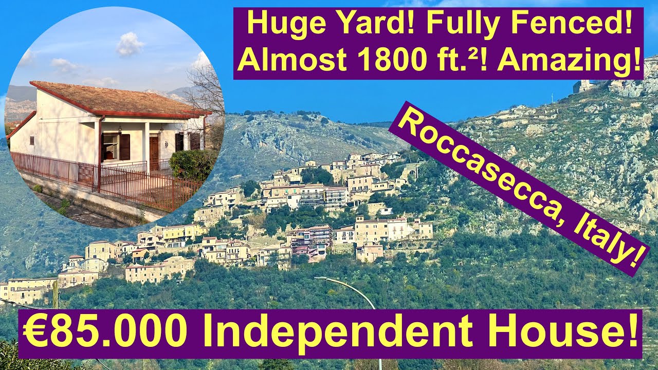Cool House in Roccasecca, Italy | 1500 sq ft | €85K Only! 🏡🌳| Massive Yard & Potential for Pool!