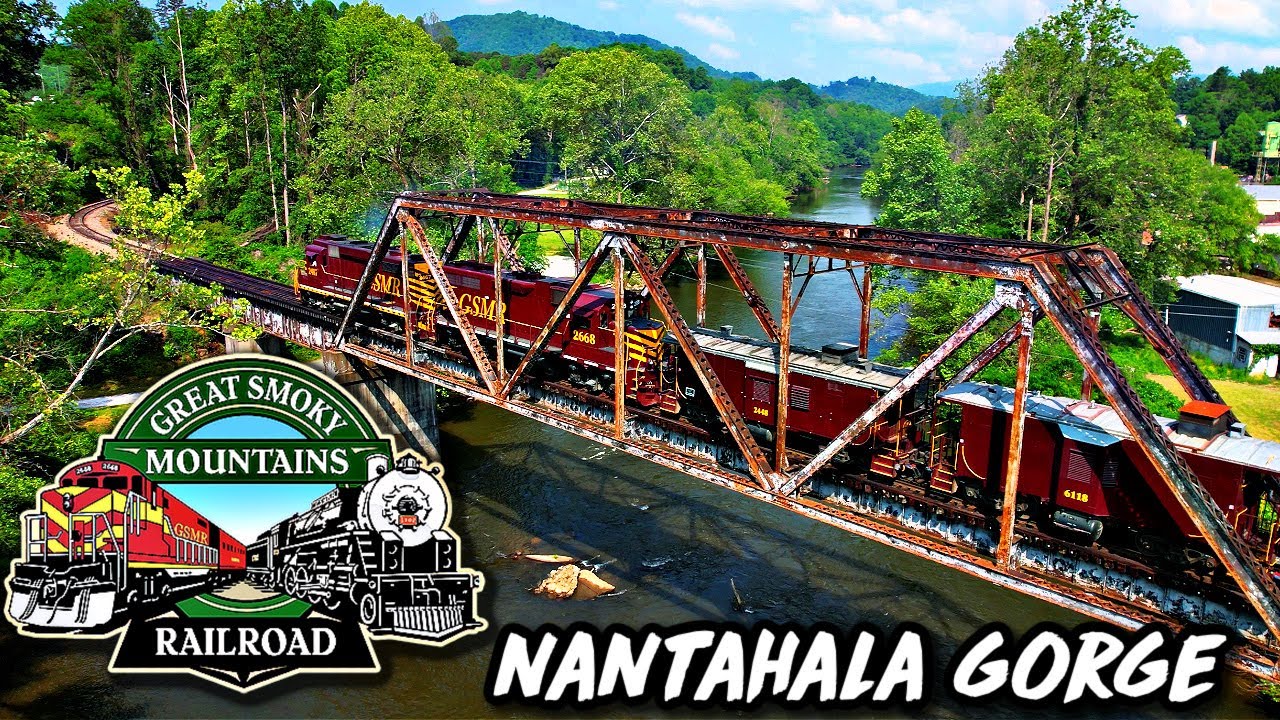 TAKING THE GREAT SMOKY MTN SCENIC RAILROAD THROUGH THE NANTAHALA GORGE Bryson City, NC