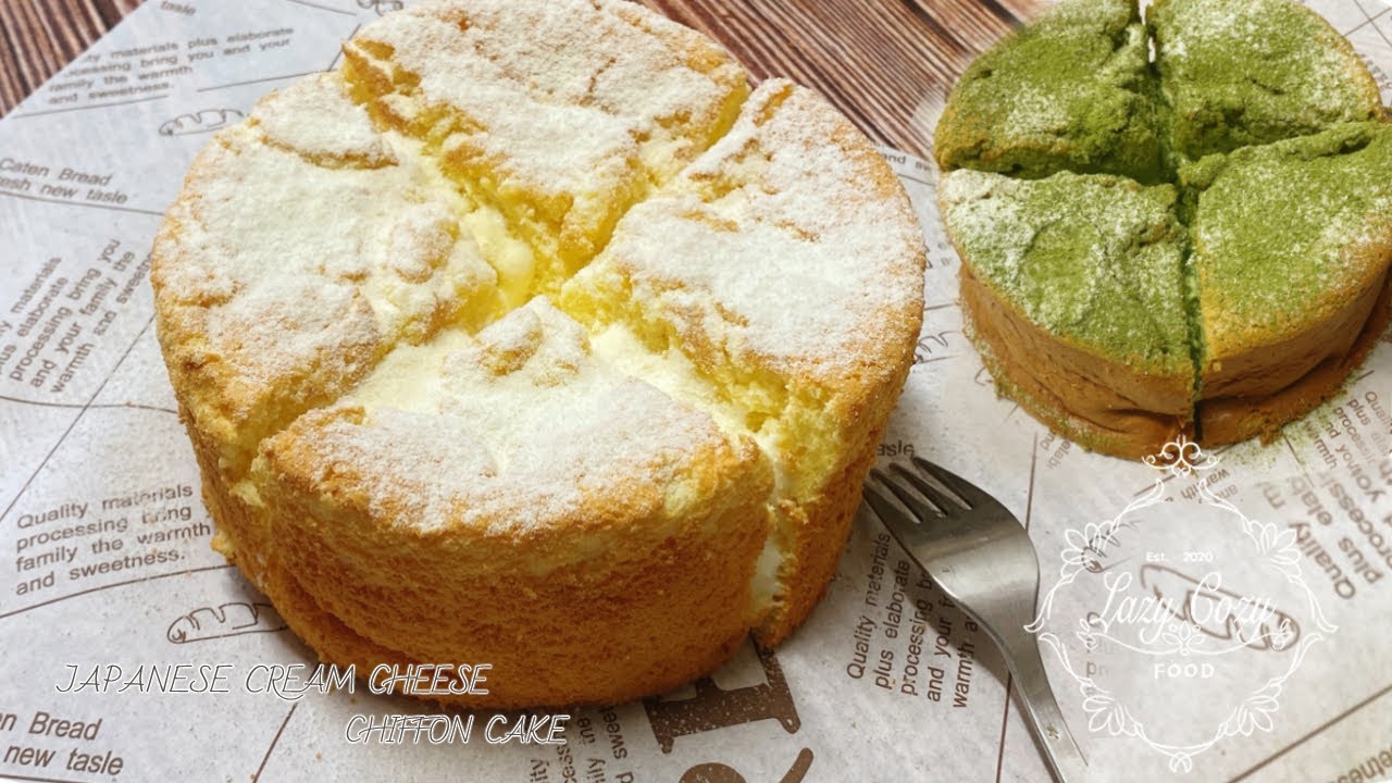 Japanese Cream Cheese Chiffon Cake Recipe 🍰 日式冰奶酪蛋糕 (含抹茶口味 - MATCHA)  |  LazyCozy