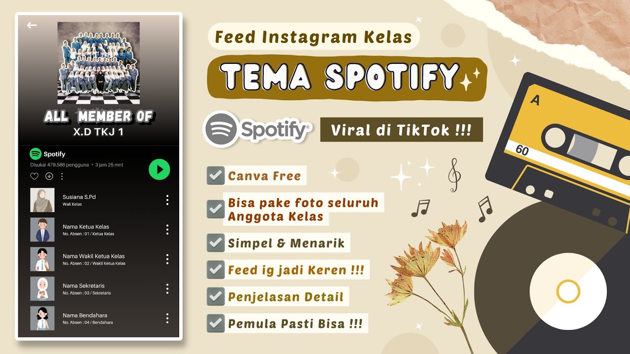 Cara Membuat Feed ig Kelas Tema Spotify di Canva || Feed ig Kelas Aesthetic