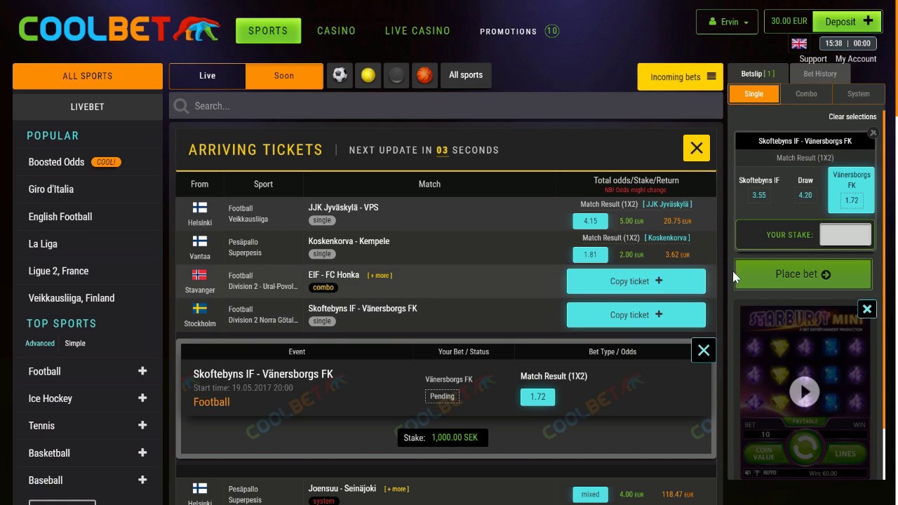 Coolbet - Incoming Bets