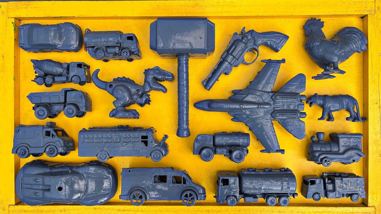 Membersihkan Mainan Mobil Truk Tanki,Mobil Balap,Palu Thor,Dinosaurus,Truk Molen,Ayam,Harimau,Pistol