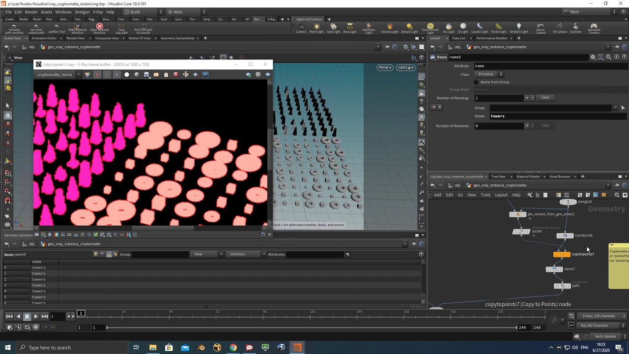 Houdini and V-Ray - setting up Cryptomatte for instancing