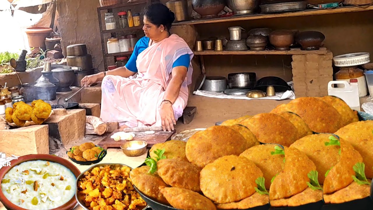 Traditional village Spicy Puri recipe | Village cooking | Rural food recipe