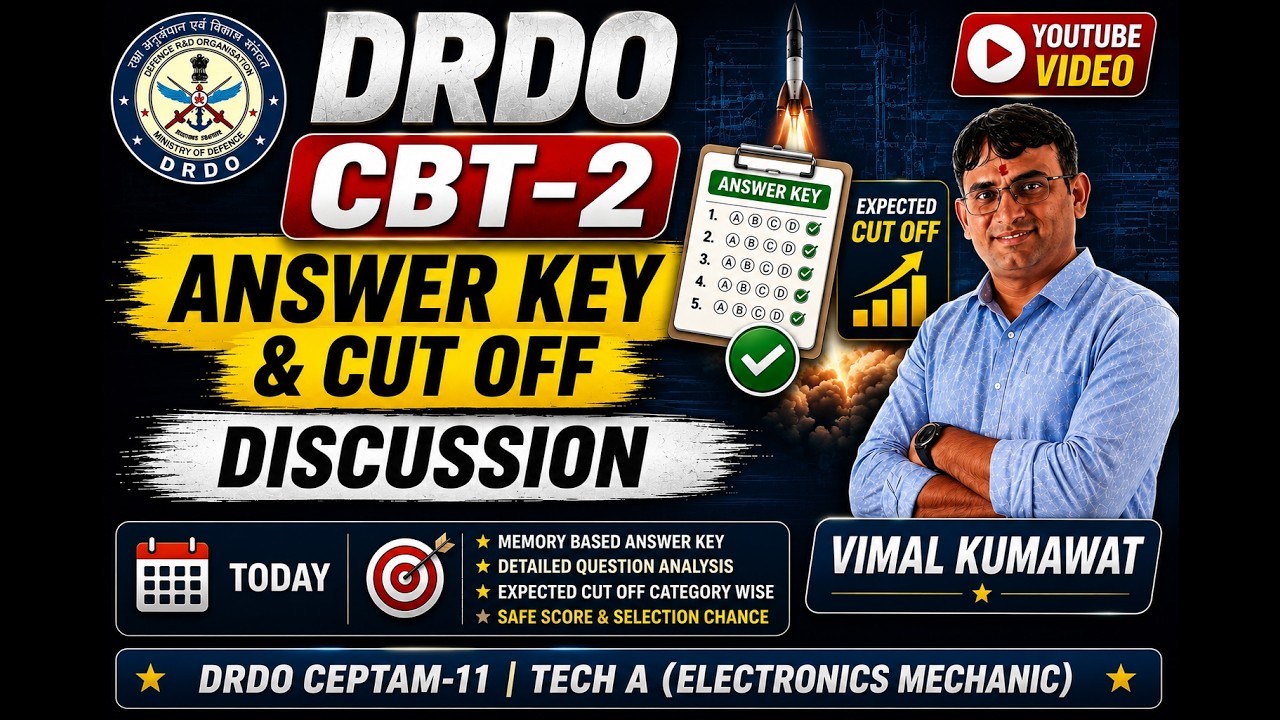 DRDO CEPTAM-11 CBT-2 Answer Key 2026 | Electronics Mechanic Expected Cut Off