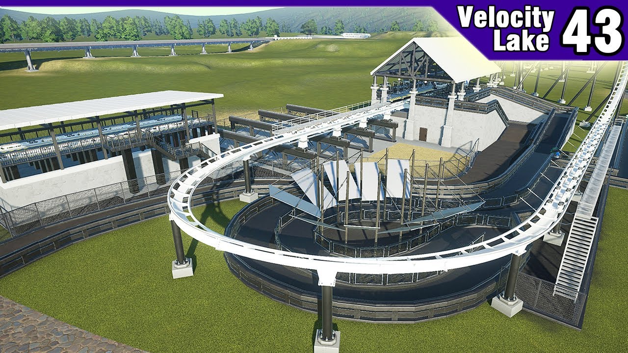 Velocity Lake (ep. 43) -  Giga Queue, Shops and Garage! | Planet Coaster
