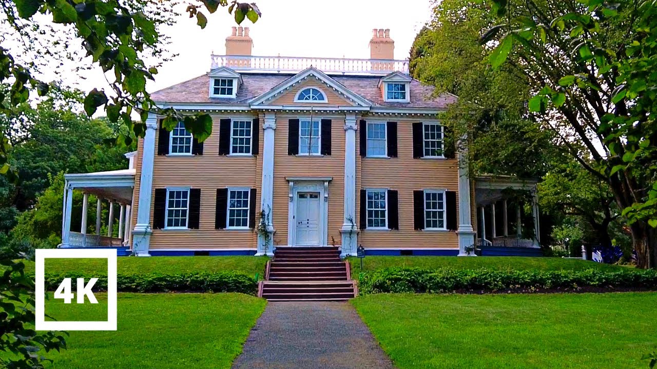 4K Walking George Washington's Headquarters  | Brattle Street Cambridge  - Boston, MA | ASMR