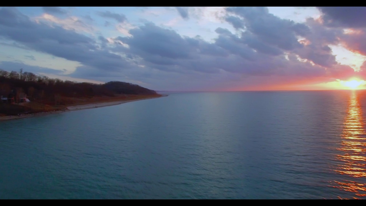 Grand Mere State Park, Southwest Michigan - Drone Video at Sunset