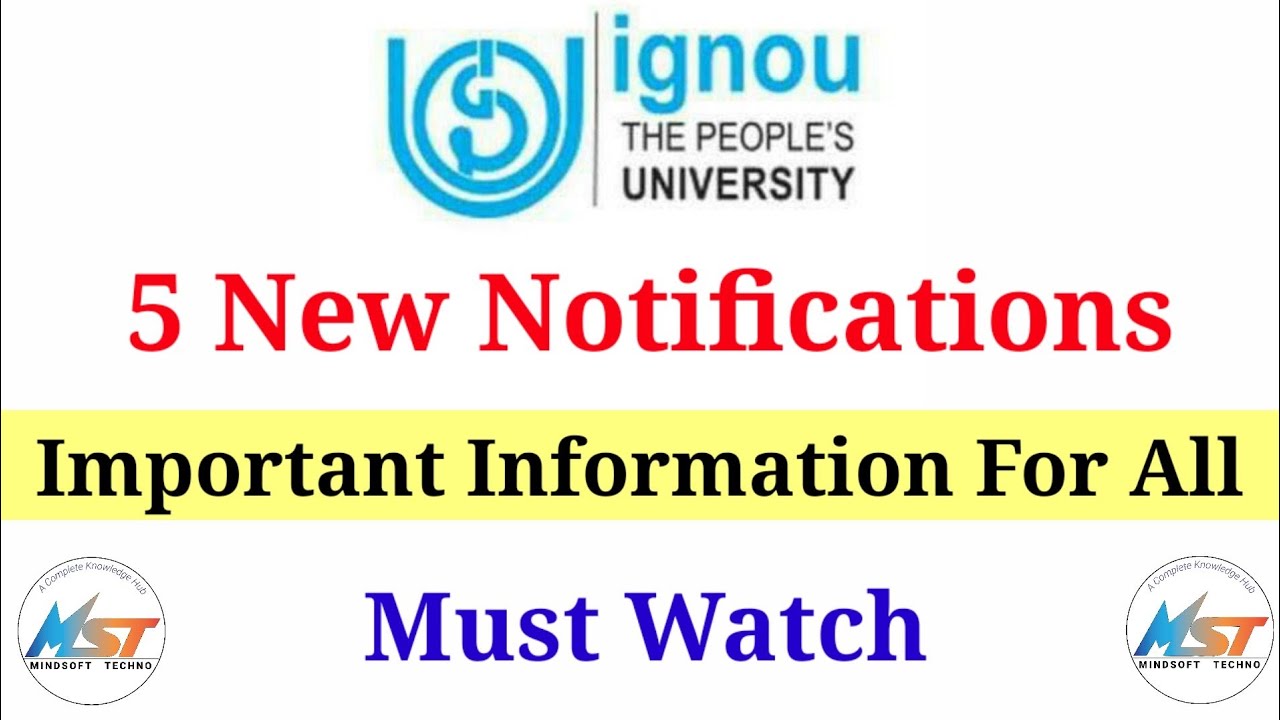 5 New Notifications Of IGNOU 🔥 Important For All 😱 Admissions, Exam, Result & Assignment |