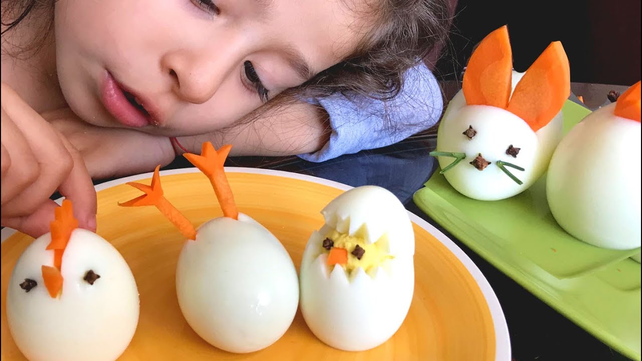 5 ideas fáciles de hacer animales con un Huevo 🐣 HUEVOS ARTE  | LUNA MIA COMIDA
