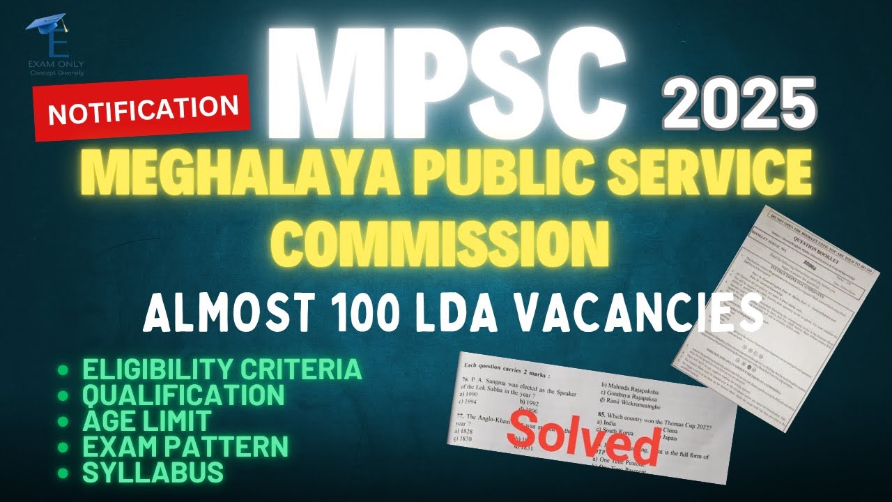 Meghalaya MPSC recruitment 2025 | LDA, LDC, Lower division Assistant | MPSC 2025 | Job recruitment