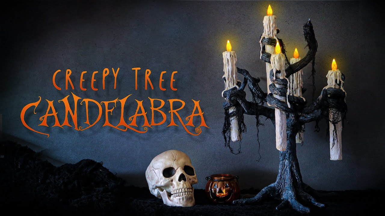 How to make a Spooky Tree Candelabra with Air Dry Clay | DIY Halloween Decor