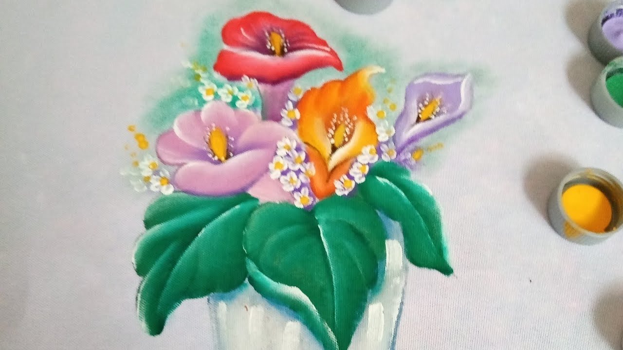 Como pintar copos de leite e folhas
