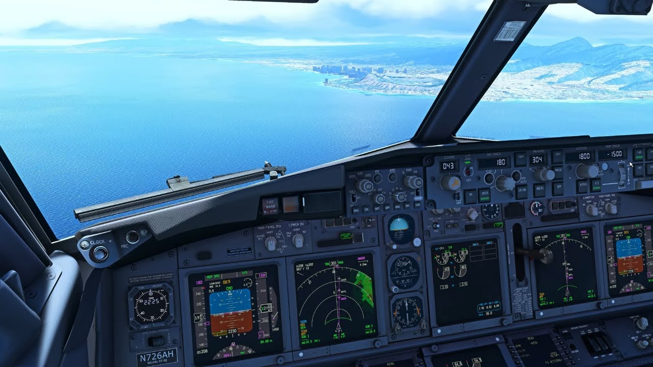 SPECTACULAR Cockpit View Approach and Landing in Honolulu | Real Approach Chart Used | PMDG 737-700