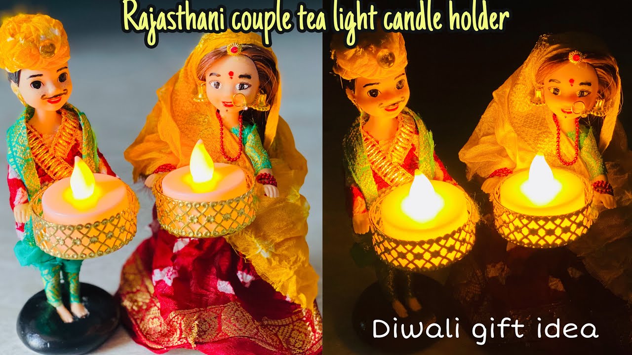 Rajasthani couple tea light candle holder/ Diwali decor ideas/ Diwali gift ideas/Rajasthani dolls
