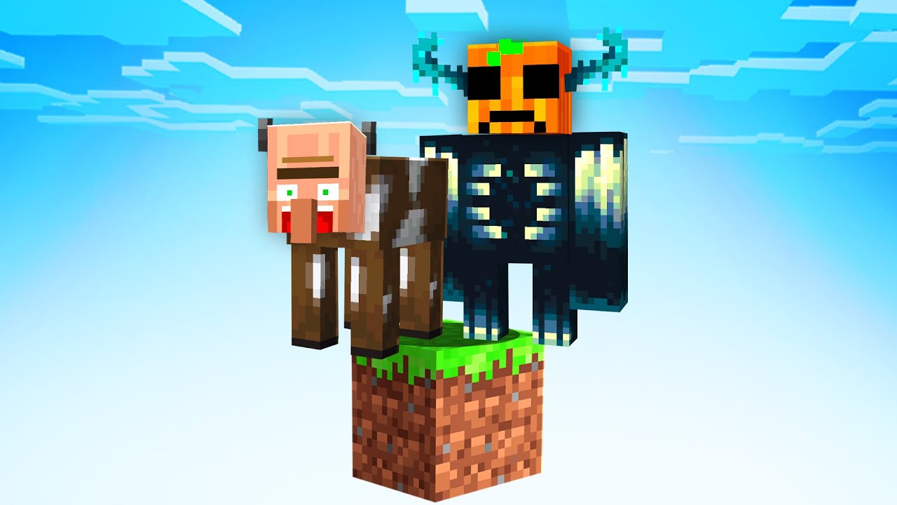 UN BLOQUE pero SOMOS MOBS ALEATORIOS en Minecraft…