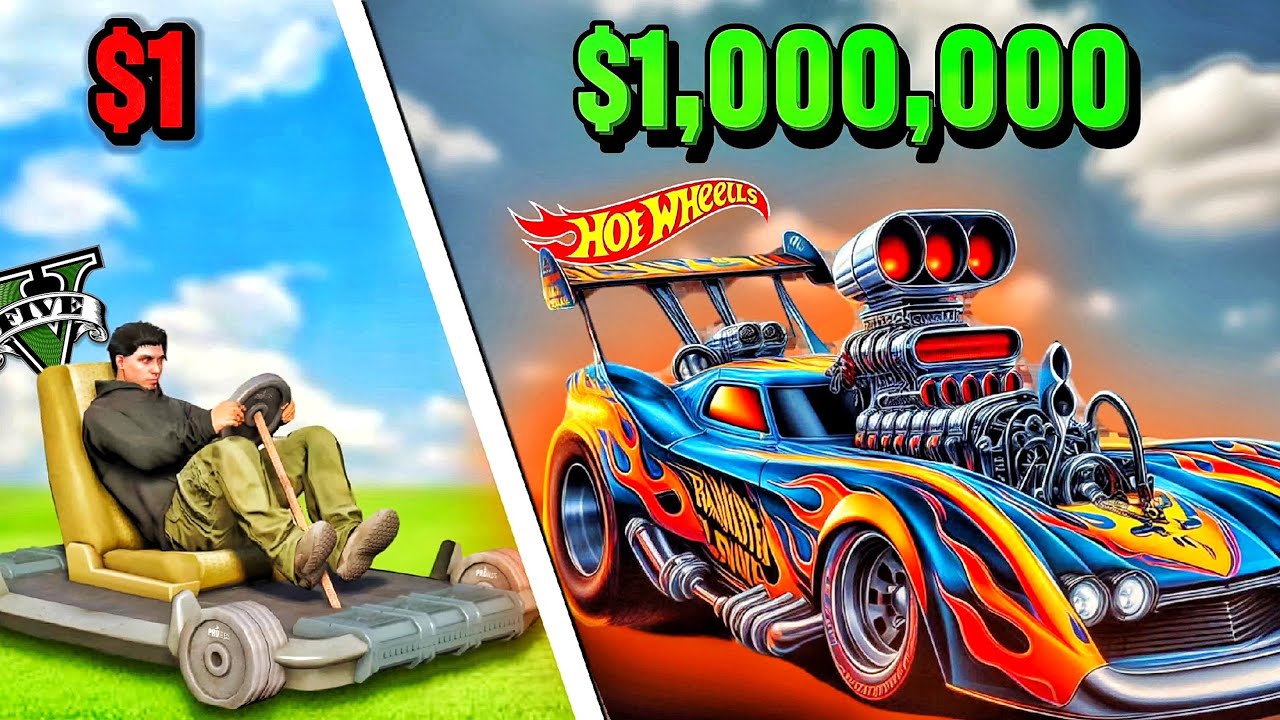 အပေါစားကားကနေ အမိုက်စား Hotwheels car ထိ upgrade ခဲ့တယ် | $1 to $1,000,000 hotwheels cars in GTA V