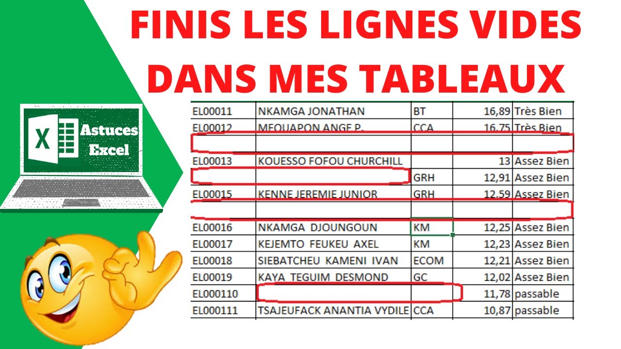 Comment supprimer des lignes vides dans un tableau Excel