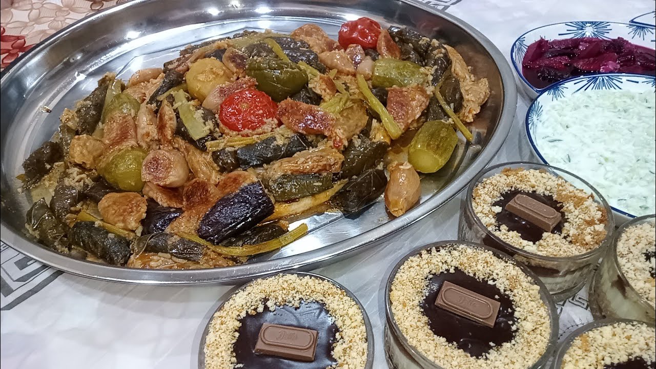 فطور ٦رمضان دولمه لاجعه على طريقتي وأطيب حلى طبقات الكيك وي المحلبي وصوص الككو