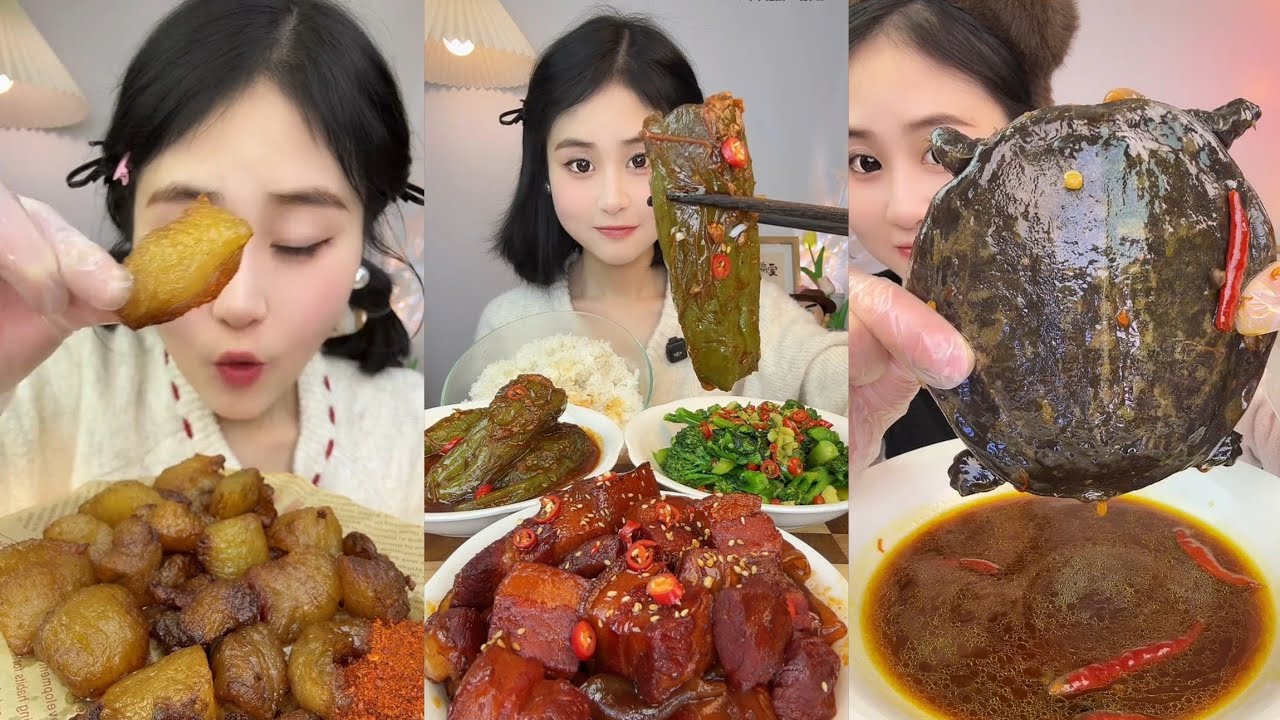 Mukbang#part 421:Eat Spicy🔥noodles🍜   with Rice noodle 🍜 Soup meatball #noodles #delicious #hotpot 