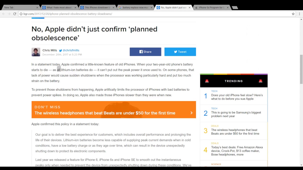 The Apple slowing down iPhones thing