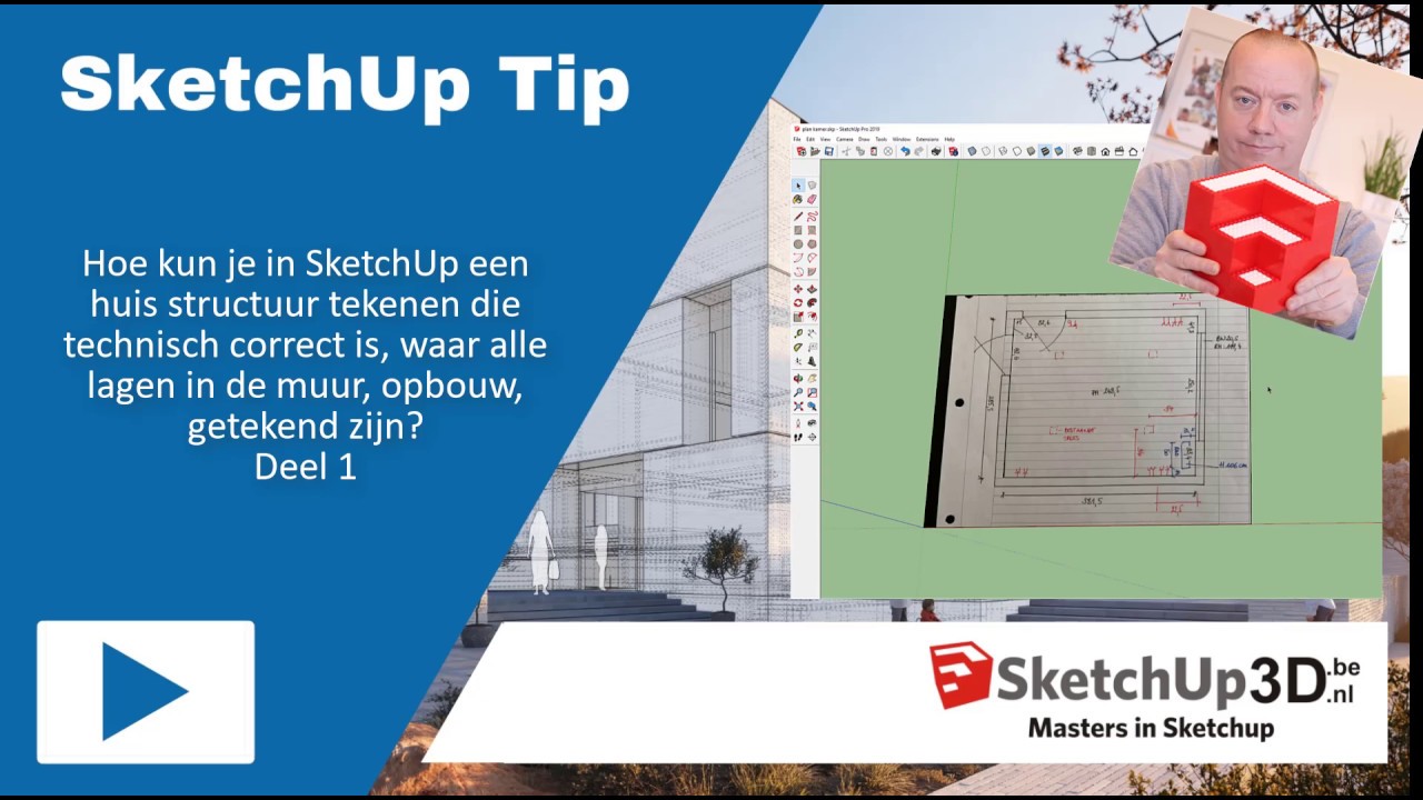 Hoe kun je in SketchUp een huis structuur tekenen die technisch correct is getekend is - deel 1?