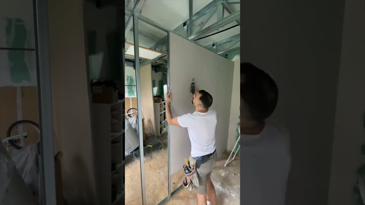 Construya una pared de paneles de yeso con perfiles de 48 mm y lana mineral de 50 mm 🤜 #drywall
