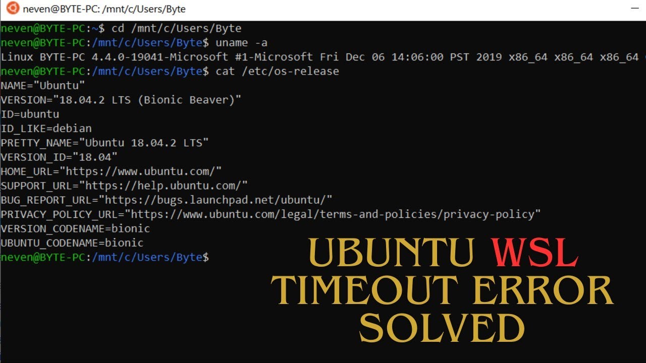 How to solve Wsl Ubuntu Timeout Error on Windows