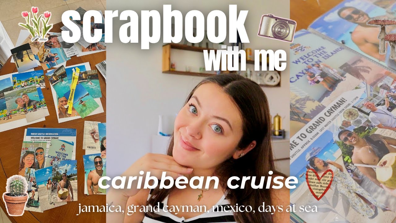 BULK scrapbook with me!  *caribbean cruise, travel journal, 8 pages, how-to, diy, mixed media*