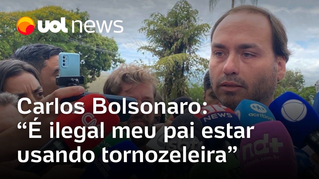 Carlos visita Bolsonaro na PF, diz que uso da tornozeleira era 'ilegal' e que pai est&aacute; 'devastado'