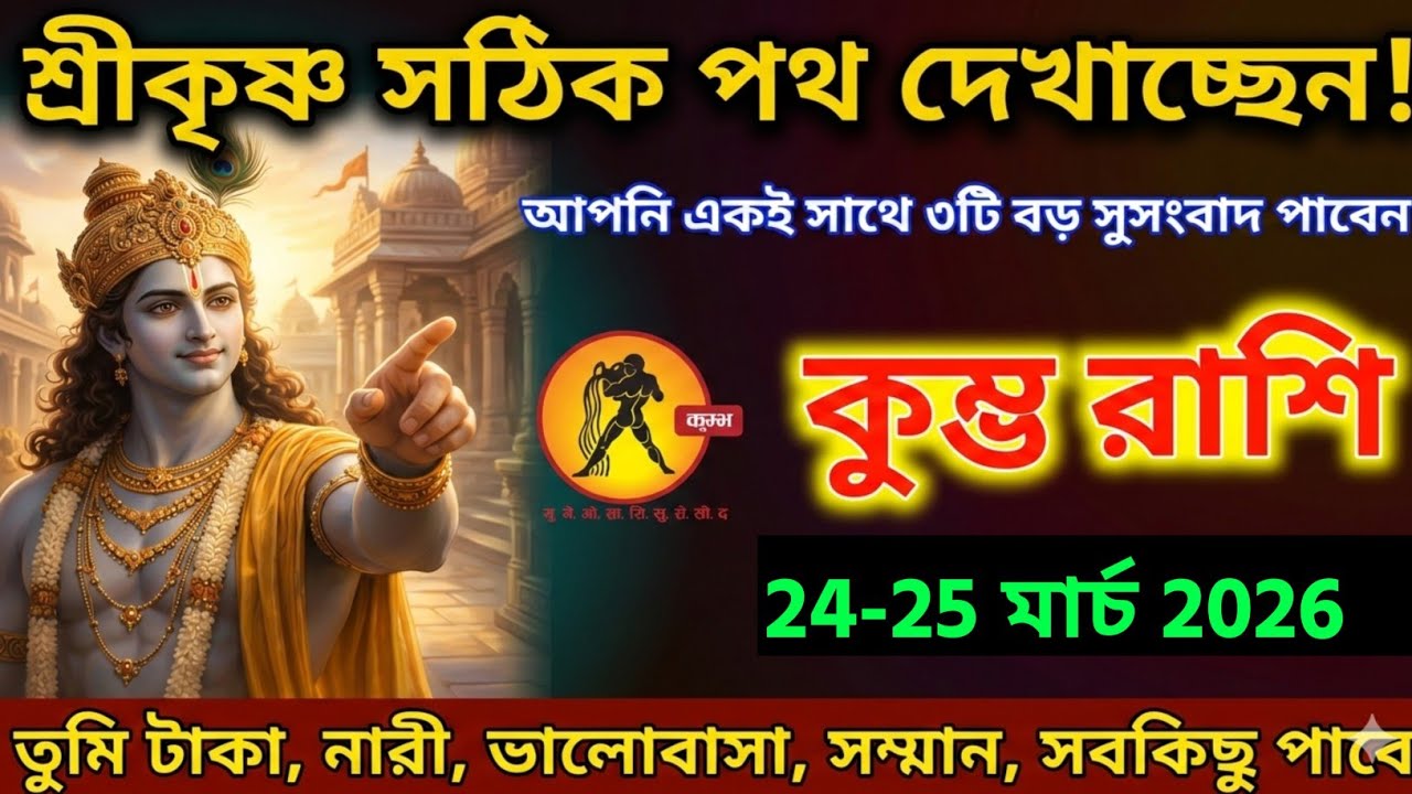 কুম্ভ রাশি,০৮-১০ মার্চ ২০২৬ শ্রীকৃষ্ণ সঠিক পথ দেখাচ্ছেন  আপনি একই সাথে ৩টি বড় সুসংবাদ পাবেন ।