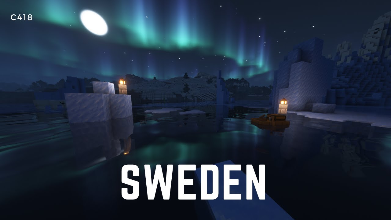 C418 Sweden 1h (NO ADS) / Minecraft cozy polar lights [relax]