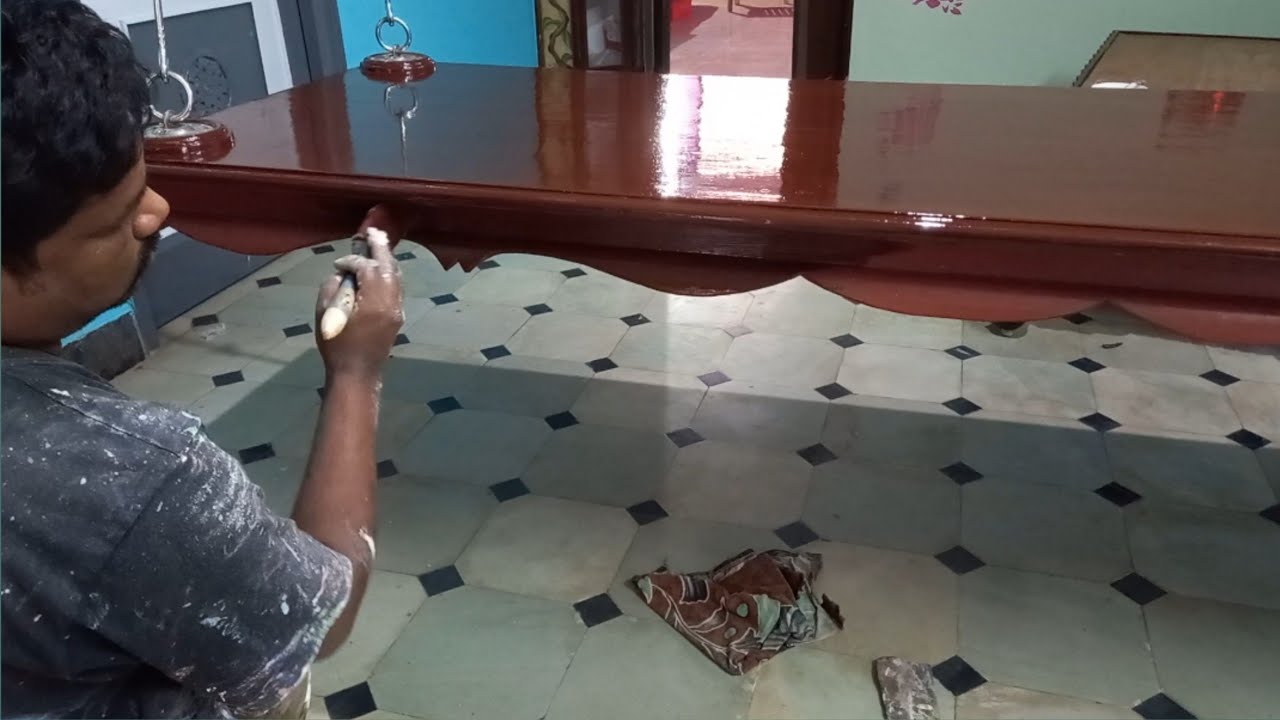 how to paint a wooden swing /asian paints brown colour/teak wooden swing painting process