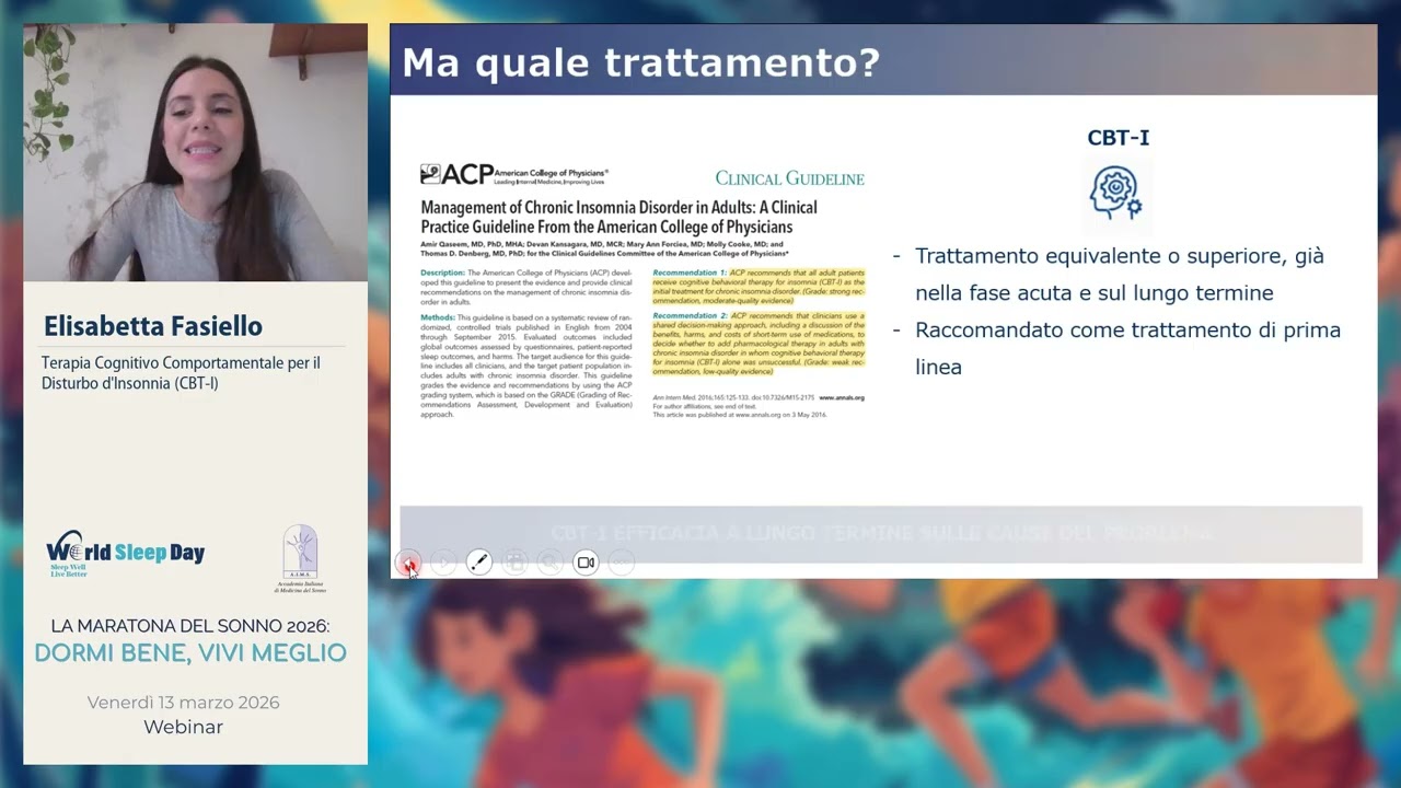 Terapia cognitivo-comportamentale per l’insonnia - Elisabetta Fasiello, Università di Pavia
