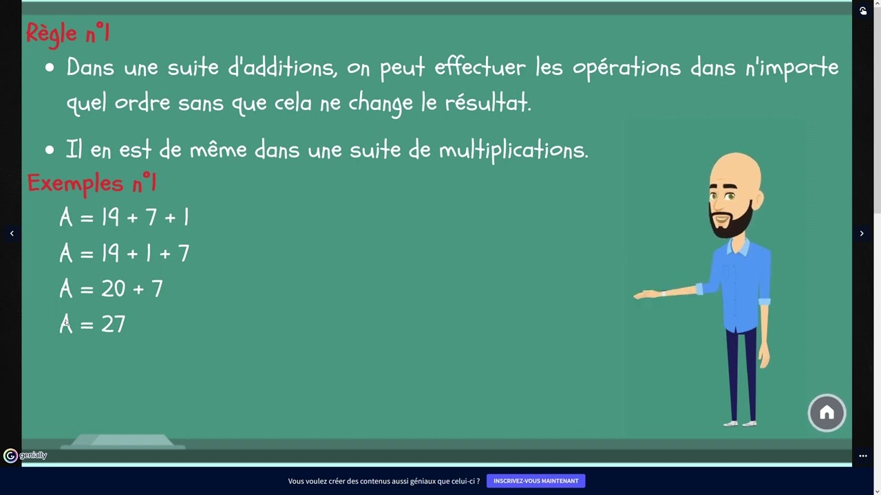 5e   Enchaînement d'opérations   1  Expressions avec des + et des x