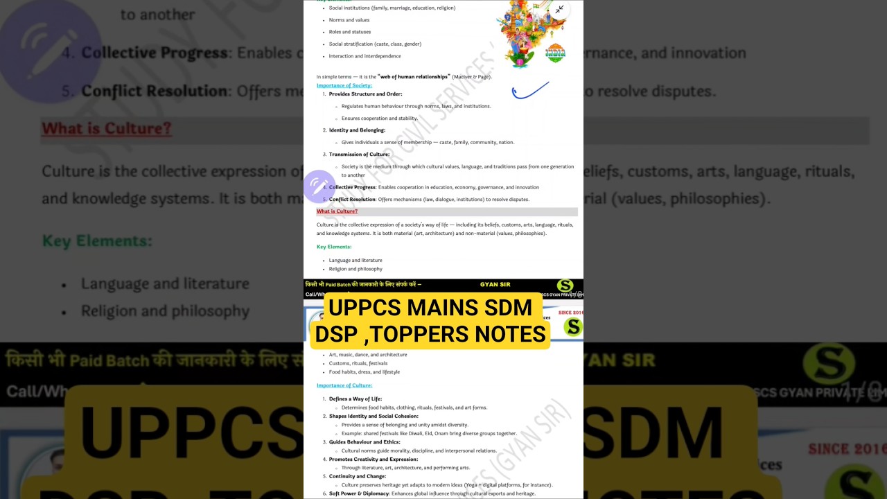 uppcs mains ke liye Complete notes gs1 to gs 6 