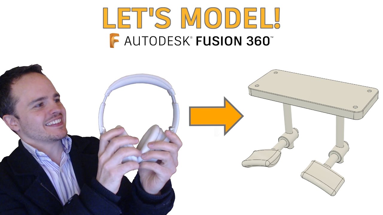 Let's Model! 3D-Printable Headphone Mount | Autodesk Fusion 360 | 3D Model | Tutorial (Intermediate)