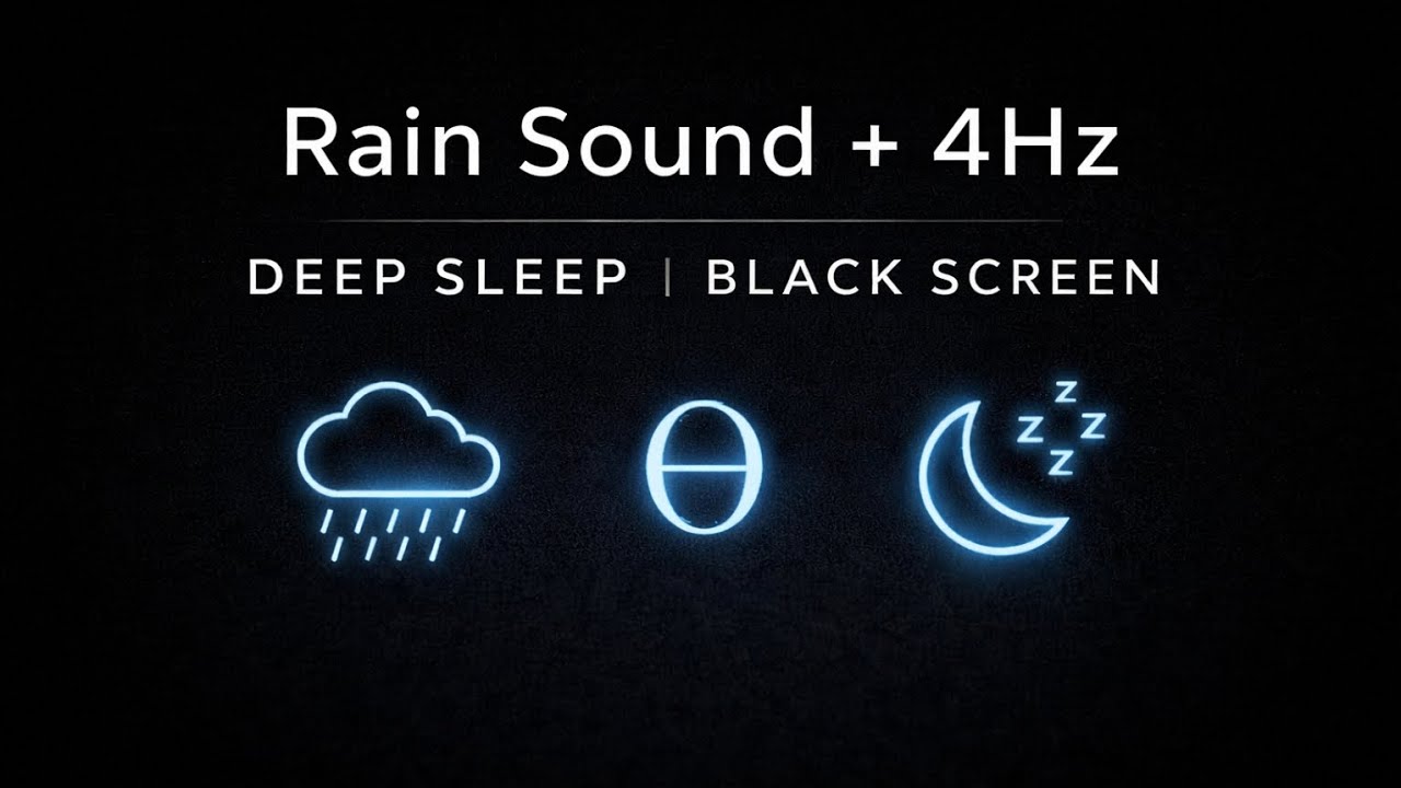 Rain Sound + 4Hz | Deep Sleep | Black Screen