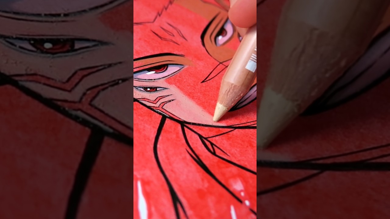 Drawing Sukuna 😈🔥 Jujutsu Kaisen | Spill Art 💦 #shorts #drawing #jujutsukaisen