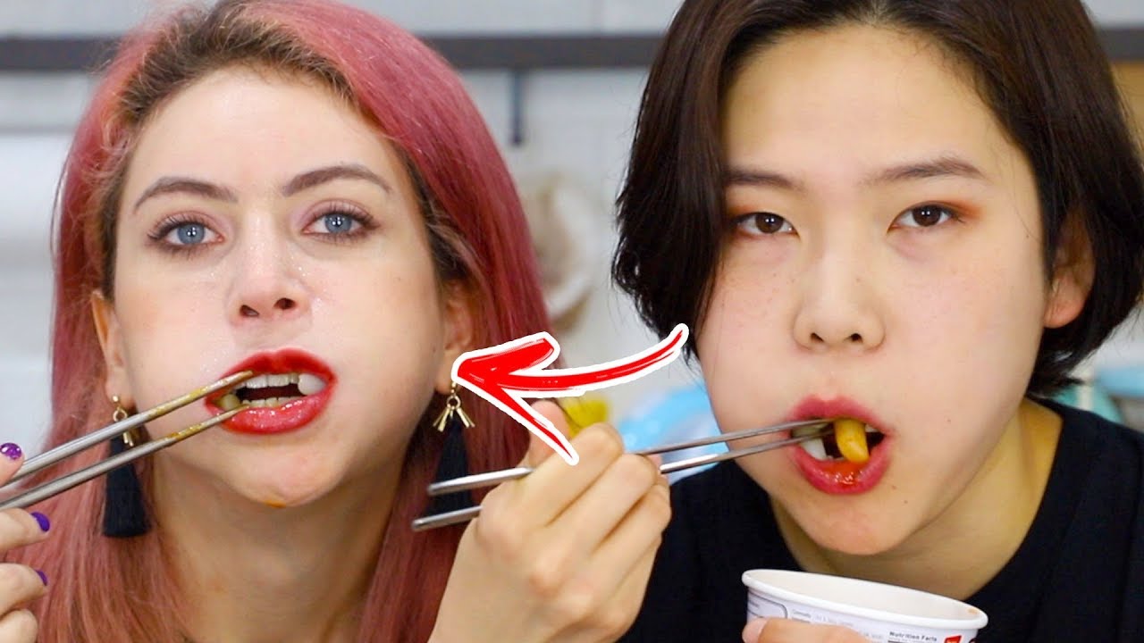 PROVANDO SNACK COREANO (TTEOKBOKKI) DE TODOS SABORES + desafio Chubby Bunny