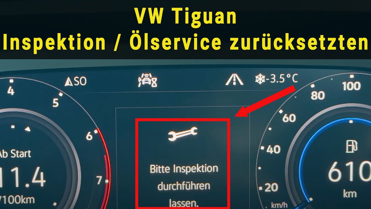 VW Tiguan Service zurücksetzten - Inspektion und Ölwechsel reset -  Volldigitales Kombiinstrument