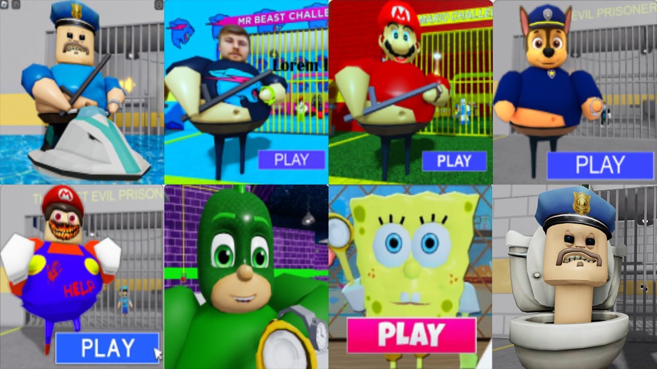 All Games WATER BARRY'S PRISON RUN Roblox Paw Patrol Pj Masks Mr Beast Mario Sonic Spongebob #Roblox