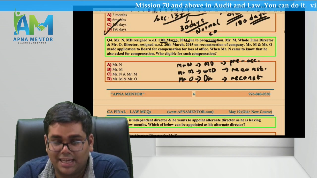 ICAI MCQ's Discussion | CA Final Law | Part-1 | by CA Sanidhya Saraf