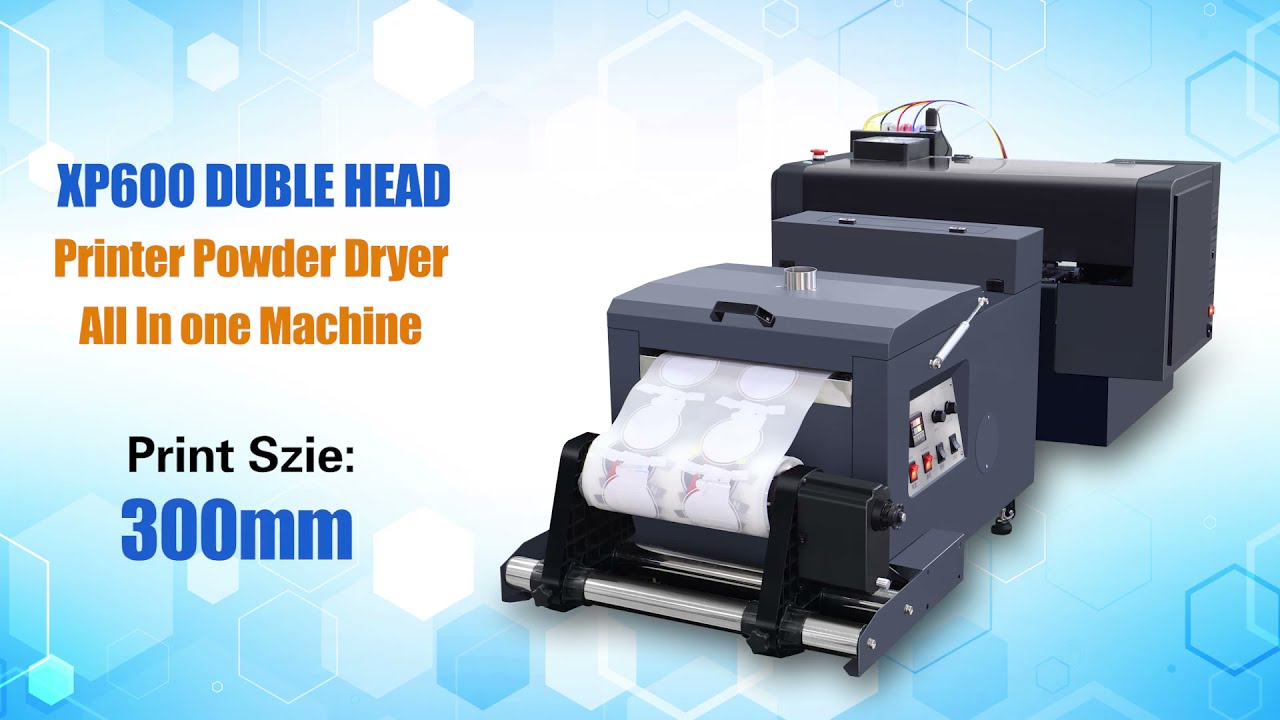 A3 double print head XP600 DTF printer powder shaking dryer machine