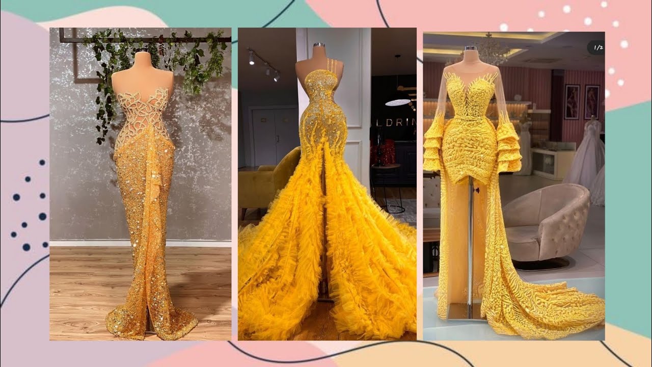 Beautiful yellow Designer Long Prom dresses || Party wear yellow Outfits To wear And Style