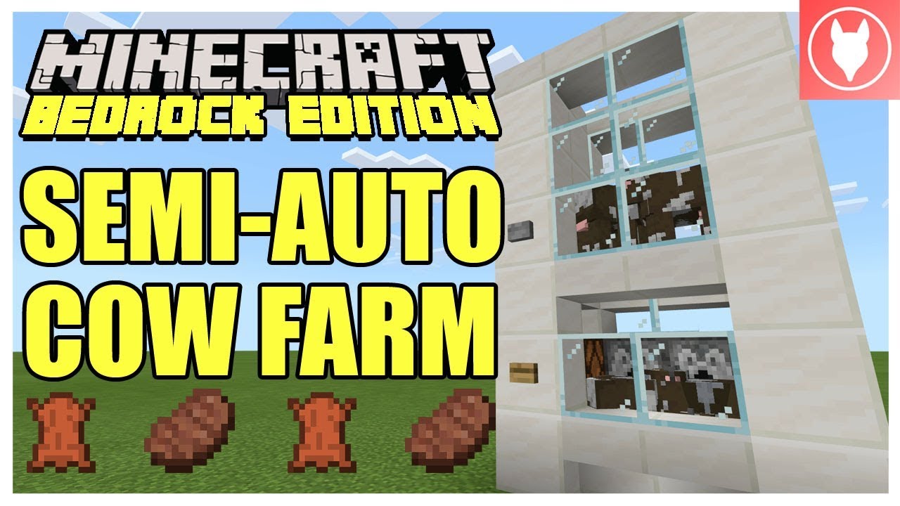 Minecraft Bedrock - Semi-Automatic Cow Farm Tutorial (Xbox/MCPE/Windows 10/Switch)