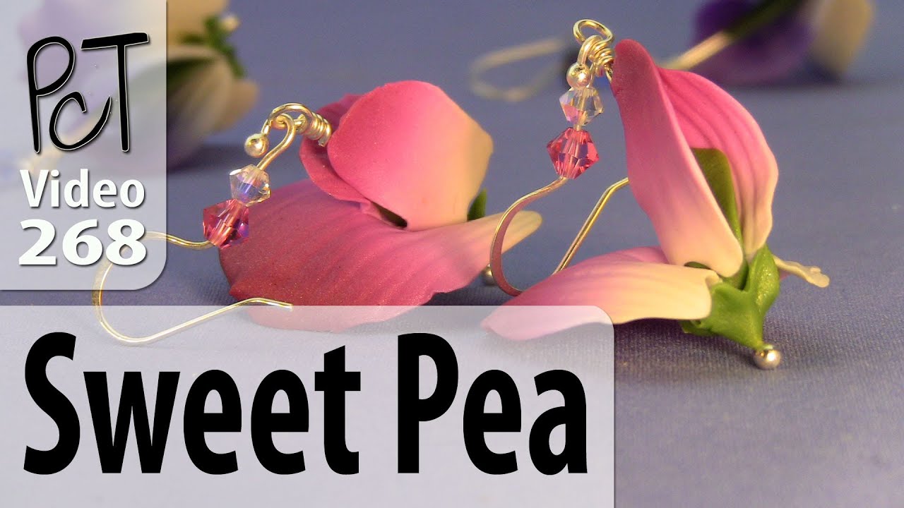 Polymer Clay Sweet Pea Flower Earrings Tutorial (Intro Vol-051)