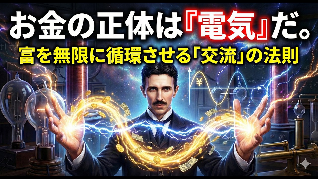 【警告】一生貧乏な人の「物理的な理由」。ニコラ・テスラが教える、脳の配線を繋ぎ変えて無限の富を生む『交流』の法則。｜金運｜潜在意識｜引き寄せの法則｜宇宙の法則