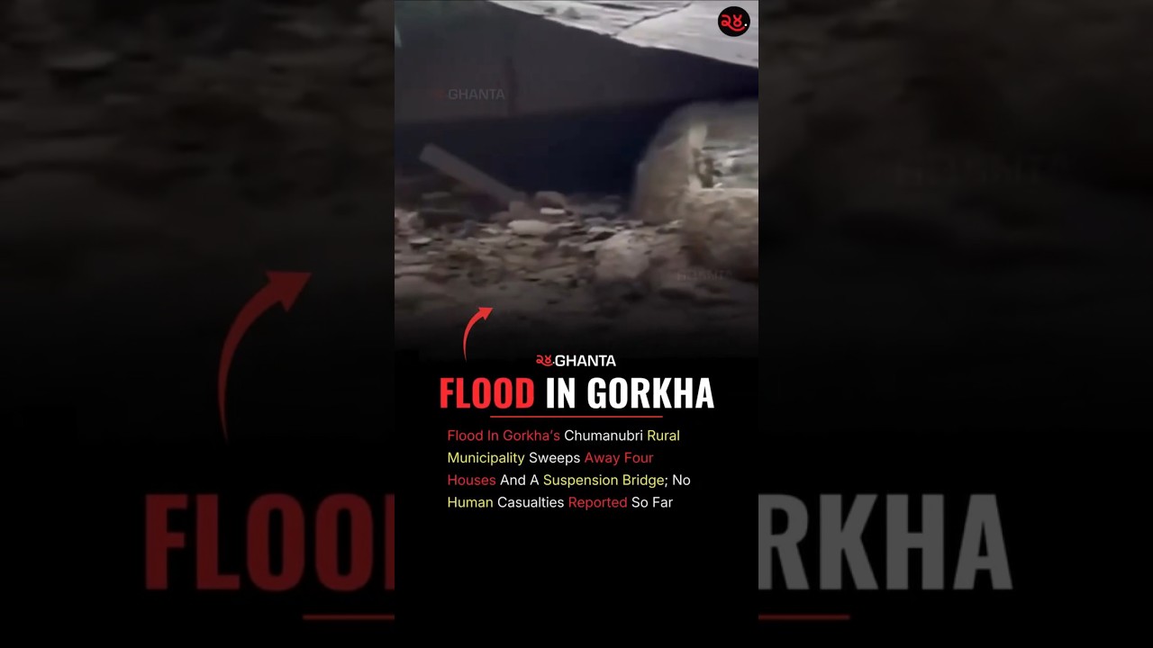 A flood in the Therang River in Gorkha&rsquo;s Chumanubri RM swept away four houses and bridges.